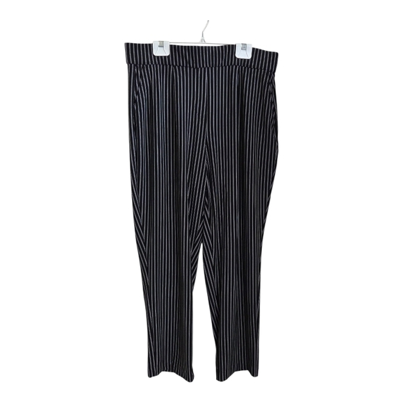 Hilary Radley Black and White Striped Straight Leg Pants With Pockets Size L - Picture 1 of 6